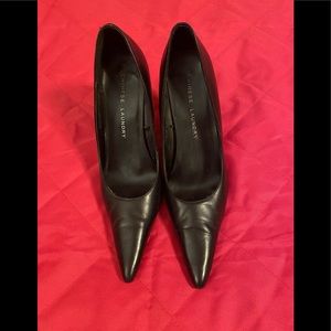 Black pointed toe stilettos